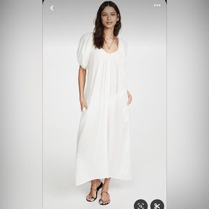 NEW 9Seed Sand Hill Cove Puff Sleeve Dress in Lightweight Gauze/white